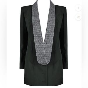 Chic Black Women's Blazer Dress with Textured Lapel
